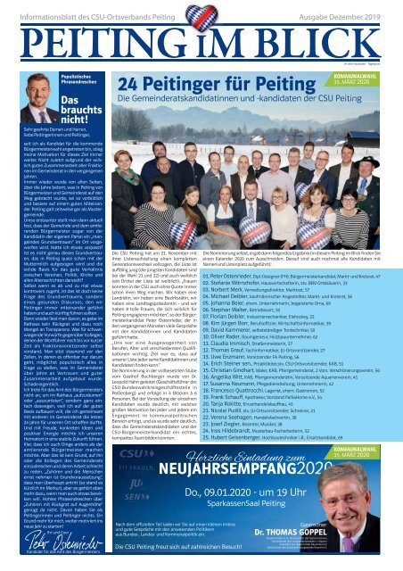 Peiting im Blick Dezember 2019 - Das Informationsblatt der CSU Peiting