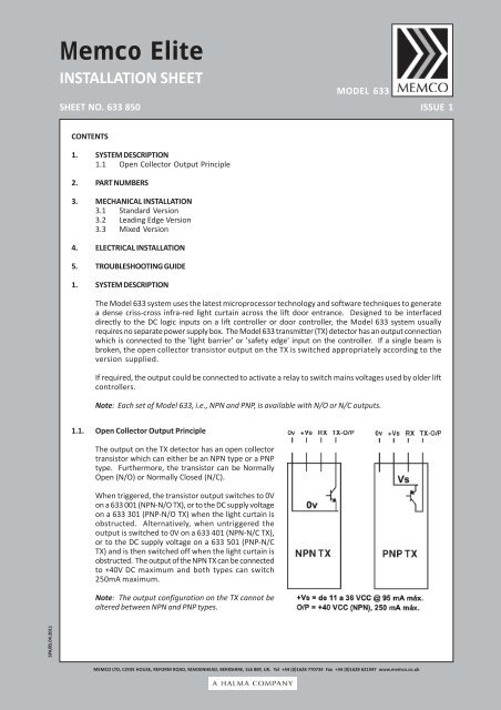 Memco Elite Installation Sheet