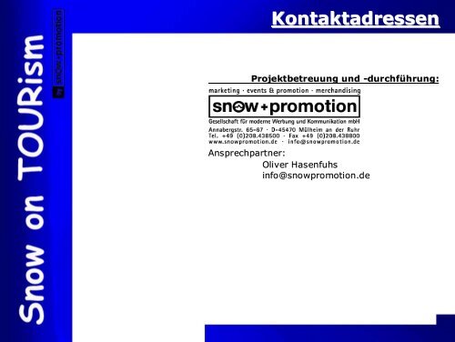 Tour Präsentation Zahlen und Fakten - Snow+Promotion