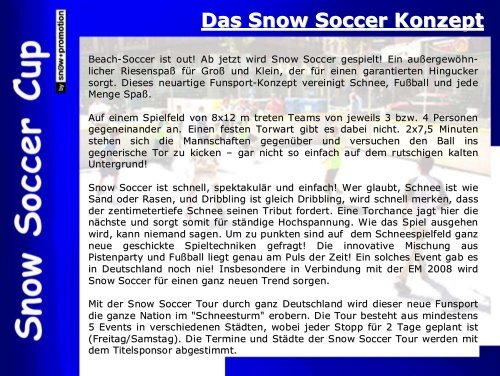 Snow Soccer Tour Präsentation Zahlen und Fakten - Snow+Promotion