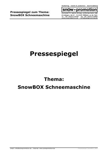 Alles andere ist Schnee von gestern - Snow+Promotion