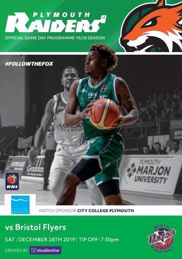 Plymouth Raiders vs Bristol Flyers - Match Programme - 28-12-2019