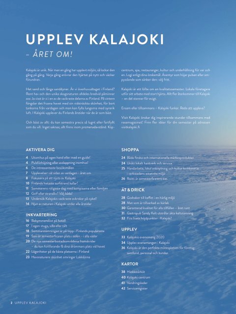 Upplev Kalajoki -resemagazin 2020 SV