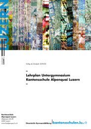Kantonsschule Alpenquai Luzern, Lehrplan Untergymnasium, gültig ab Schuljahr 2019/20