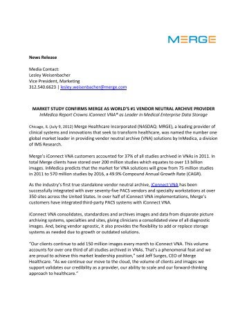 Download this press release - Merge Healthcare