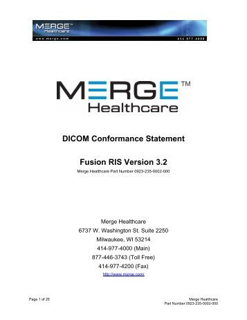 DICOM Conformance Statement Fusion RIS ... - Merge Healthcare