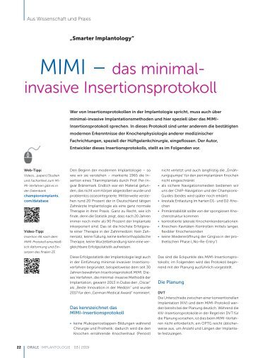 MIMI – das minimalinvasive Insertionsprotokoll