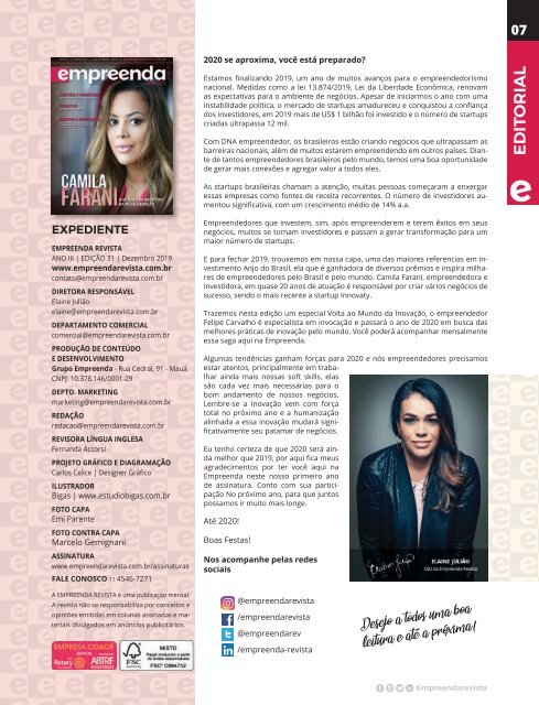 EMPREENDA REVISTA Ed. 31 - CAMILA FARANI - DEZ/19