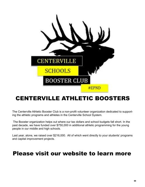 2019-2020 Centerville Athletics Winter Sports Program