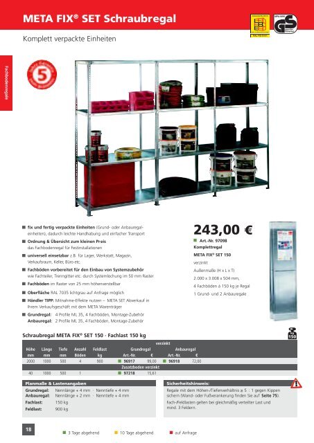 Lagertechnik-Bestellkatalog - META REGALE