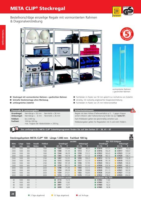 Lagertechnik-Bestellkatalog - META REGALE