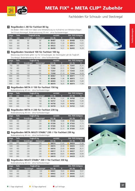 Lagertechnik-Bestellkatalog - META REGALE