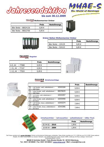Jahresendaktion 2009 - MHAE-S