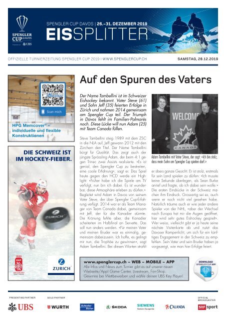 EISSplitter Nr. 3 - Spengler Cup-Tageszeitung vom 28.12.2019