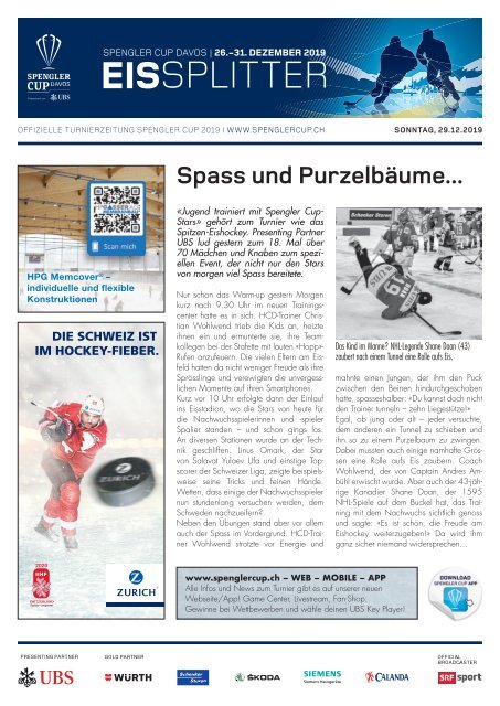 EISSplitter Nr. 4 - Spengler Cup-Tageszeitung vom 29.12.2019