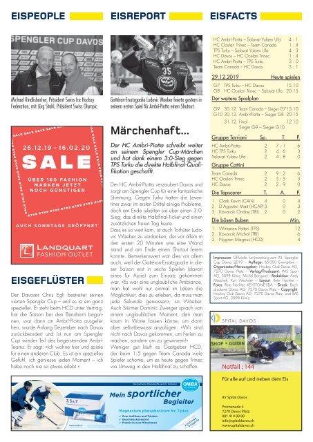 EISSplitter Nr. 4 - Spengler Cup-Tageszeitung vom 29.12.2019