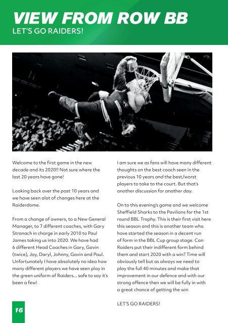 Plymouth Raiders vs Sheffield Sharks - Match Programme - 03-01-2020