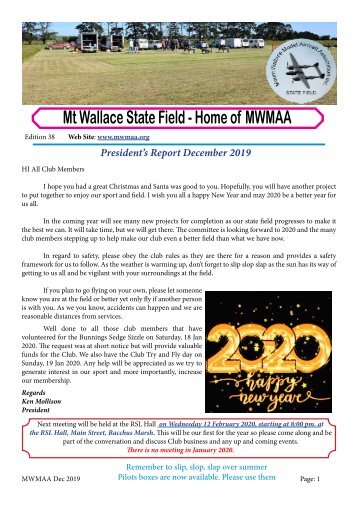 MWMAA December 2019 Newsletter