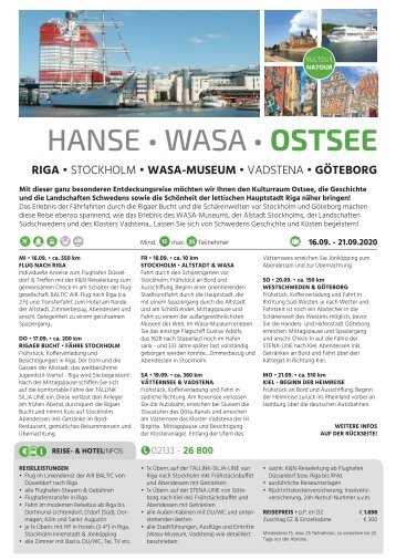 K&N-Reise HANSE • WASA • OSTSEE