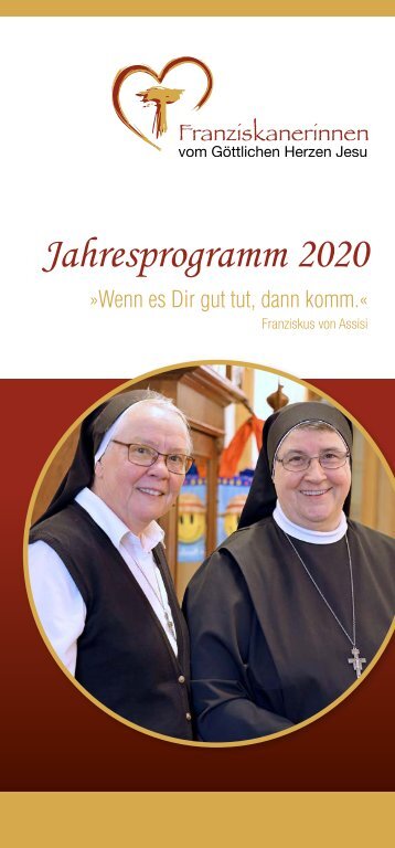 Jahresprogramm 2020 der Franziskanerinnen vom Göttlichen Herzen Jesu