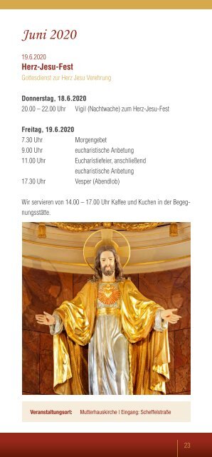 Jahresprogramm 2020 der Franziskanerinnen vom Göttlichen Herzen Jesu