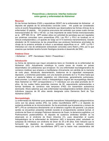 Presenilinas y demencia: Interfaz molecular entre genes y enfermedad de Alzheimer - Junio 2000
