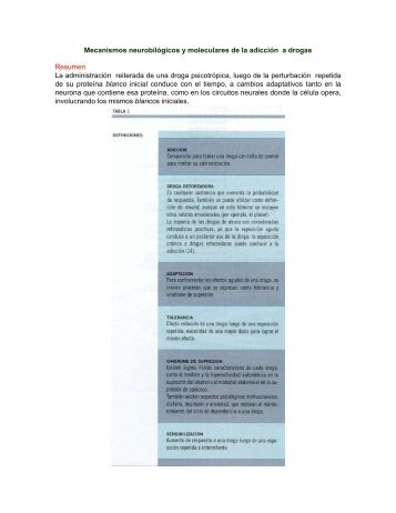 Mecanismos neurobilógicos y moleculares de la adicción a drogas  - Abril 2000