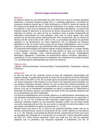 Nuevas drogas antirrecurrenciales  - Abril