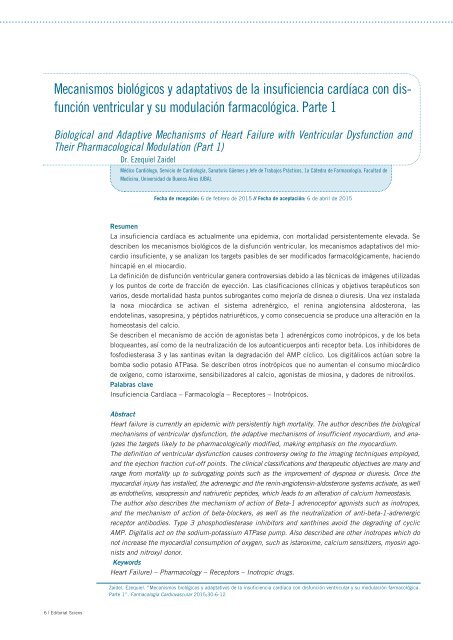 Mecanismos biológicos y adaptativos de la insuficiencia cardíaca con disfunción ventricular y su modulación farmacológica. Parte 1 - E Zaidel 