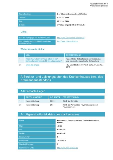 Qualitätsbericht 2018 - Krankenhaus Elbroich