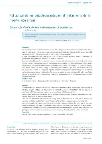 Rol actual de los betabloqueantes en el tratamiento de la hipertensión arterial - A Diaz 