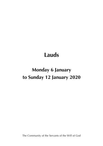 Lauds 6-12 January 2020