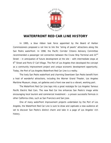 WATERFRONT RED CAR LINE HISTORY - Port of Los Angeles