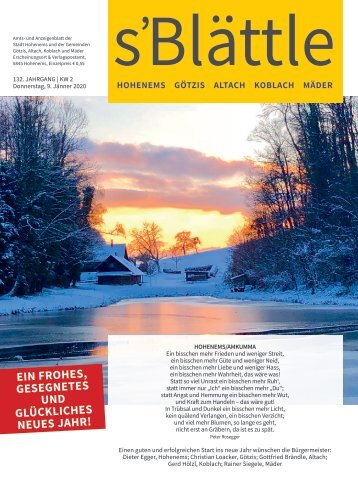 s'Blättle Nr. 2 - Do, 10. Jänner 2020