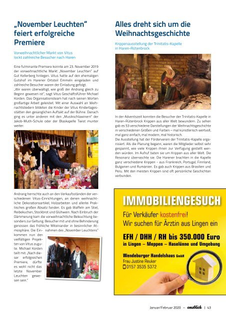 Emsblick Haren - Heft 54  (Januar/Februar 2020)