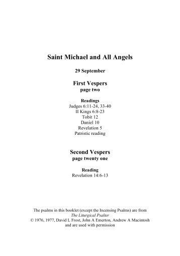Vespers, Saint Michael and All Angels