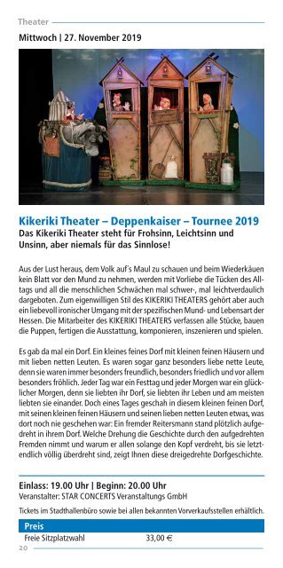 Veranstaltungskalender der Stadthalle Ransbach-Baumbach 2019/2020