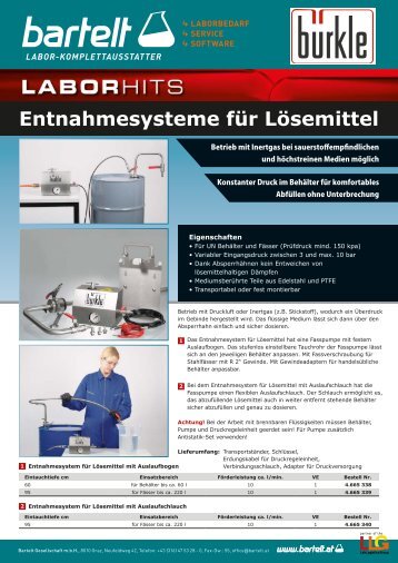 Entnahmesysteme für Lösemittel Bartelt von Bürkle