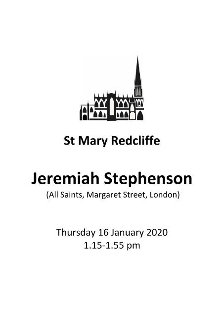 Lunchtime at Redcliffe - Free Organ Recital Featuring Jeremiah Stephenson