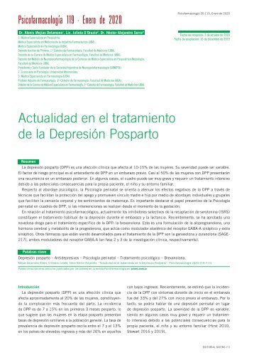Actualidad en el tratamiento de la Depresión Posparto - A Mejías Delamano y col
