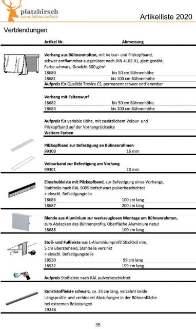 VGM Bühnenpodeste, Bühnenzubehör und Tanzflächen - Artikelliste 2020