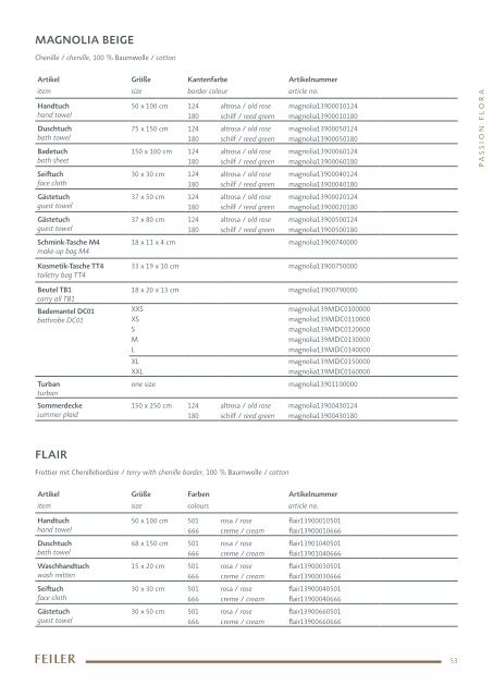 FEILER Hauptkatalog 2020