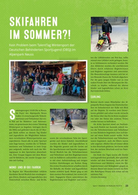 Sport + Mobilität mit Rollstuhl 09/2019