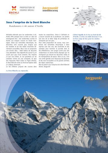 Proposition de la sortie 01.2020 - Randonnées à ski autour d’Arolla