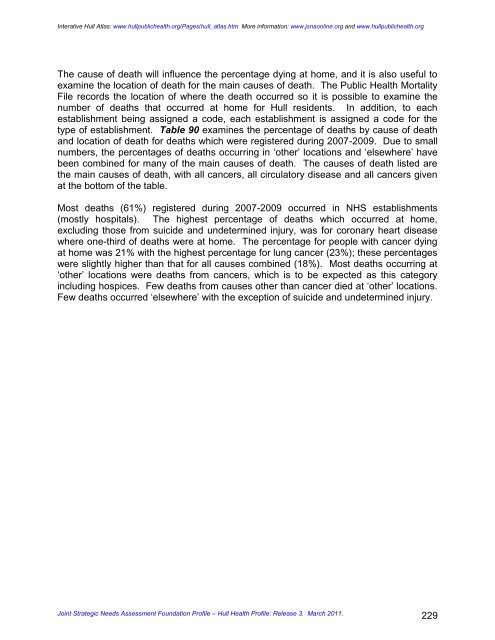 joint strategic needs assessment foundation profile - JSNA