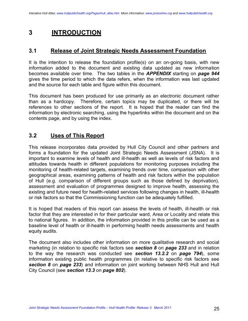 joint strategic needs assessment foundation profile - JSNA