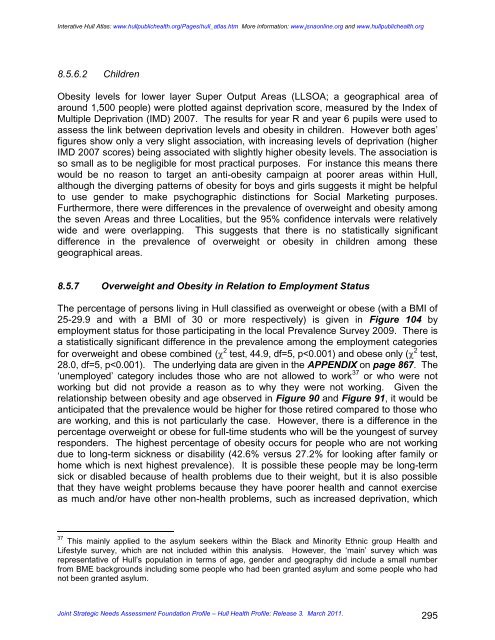 joint strategic needs assessment foundation profile - JSNA