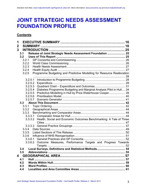 joint strategic needs assessment foundation profile - JSNA