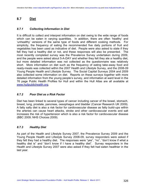 joint strategic needs assessment foundation profile - JSNA