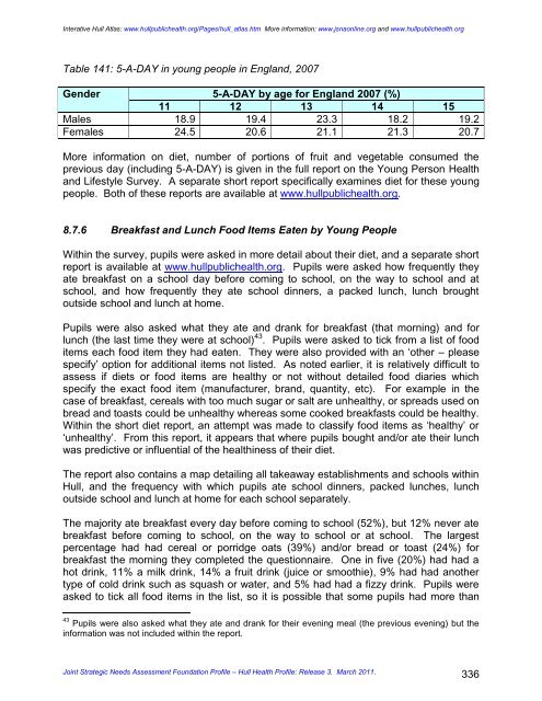 joint strategic needs assessment foundation profile - JSNA